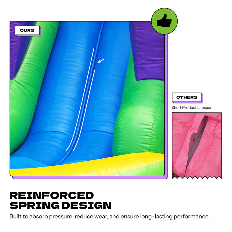 POP JUMP Rainbow Castle Bounce House with Dual Slide Combo